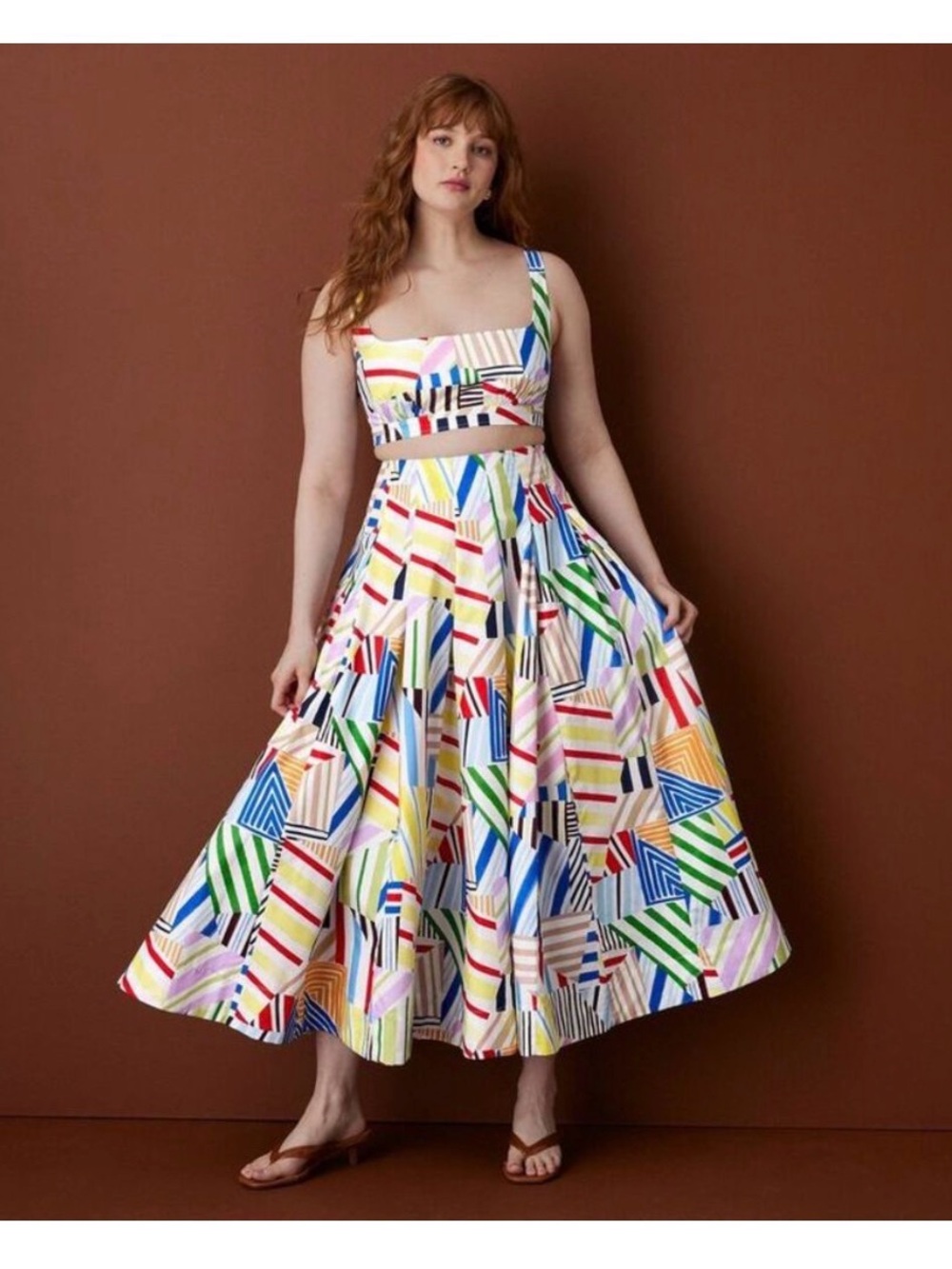 Rosie Assoulin Multi-Color Geometric Midi Dress